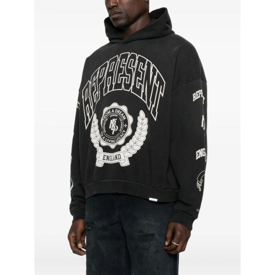 25FW 리프레젠트 후드 티셔츠 MLM100372 04 STBK BLACK WHITE - REPRESENT