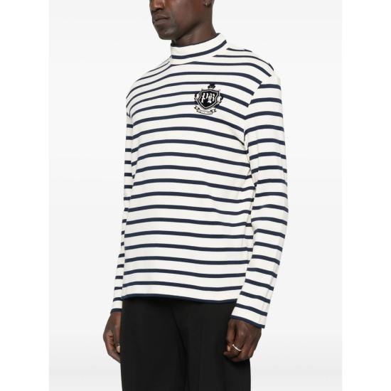 25FW 발망 긴팔 티셔츠 FH0EK038 GF30 GWY WHITE BLUE - BALMAIN