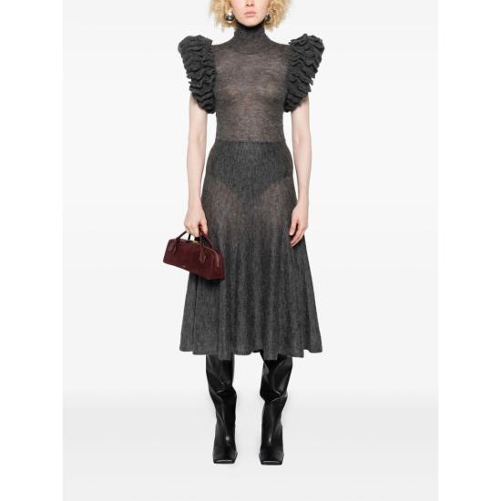 25FW 알라이아 롱 스커트 AA9J2419K123B 821 GREY - ALAIA