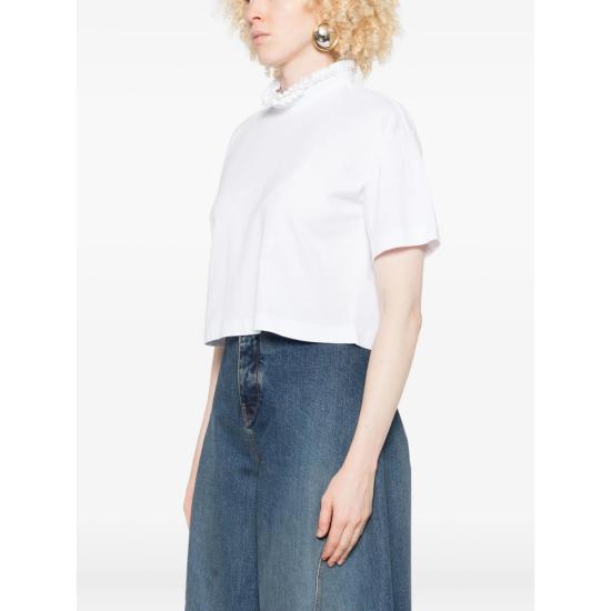 25FW 알라이아 반팔 티셔츠 AA9I0009J010B 000 WHITE - ALAIA