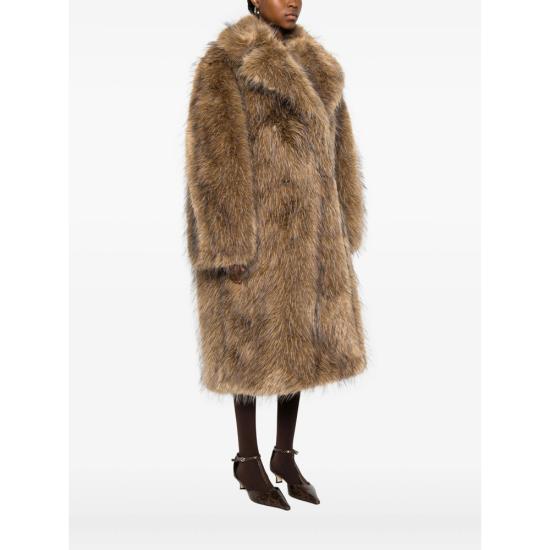 25FW 가니 내추럴 노치드 라펠 인조 퍼 코트 W0734 536 NEUTRALS - GANNI