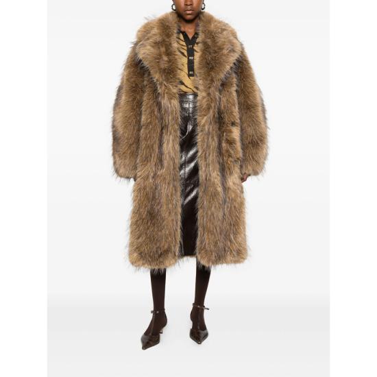 25FW 가니 내추럴 노치드 라펠 인조 퍼 코트 W0734 536 NEUTRALS - GANNI