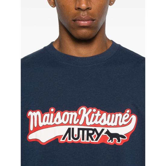 25FW 오트리 X 메종키츠네 반팔 티셔츠 TSPX MK2B BLUE - AUTRY X MAISON KITSUNE
