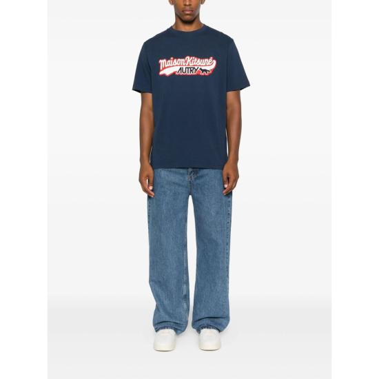 25FW 오트리 X 메종키츠네 반팔 티셔츠 TSPX MK2B BLUE - AUTRY X MAISON KITSUNE