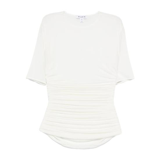 25FW 알라이아 반팔 티셔츠 AA9H1248J050B 000 WHITE