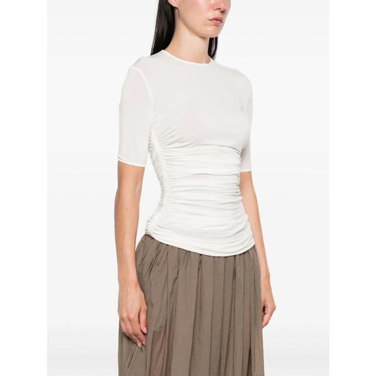 25FW 알라이아 반팔 티셔츠 AA9H1248J050B 000 WHITE - ALAIA