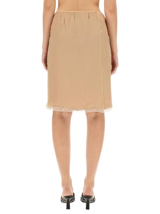 26FW 구찌 실크 쉬폰 레이스 트림 스커트 760549 XUAI05735 NUDE - GUCCI
