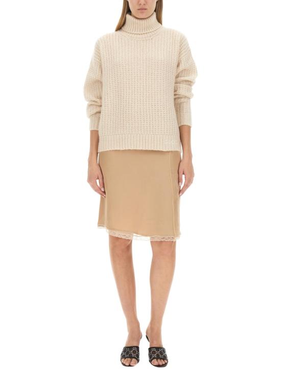 26FW 구찌 실크 쉬폰 레이스 트림 스커트 760549 XUAI05735 NUDE - GUCCI