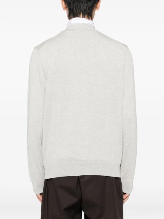 25FW 메종키츠네 폭스 헤드 메리노 레귤러 가디건 PM00501KT1181 H120 LIGHT GREY MEL - MAISON KITSUNE