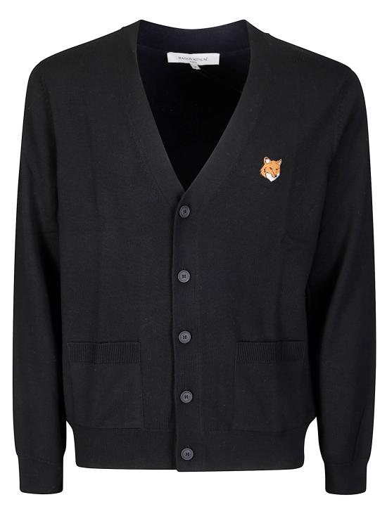 25FW 메종키츠네 폭스 헤드 메리노 레귤러 가디건 PM00501KT1181 P199 BLACK