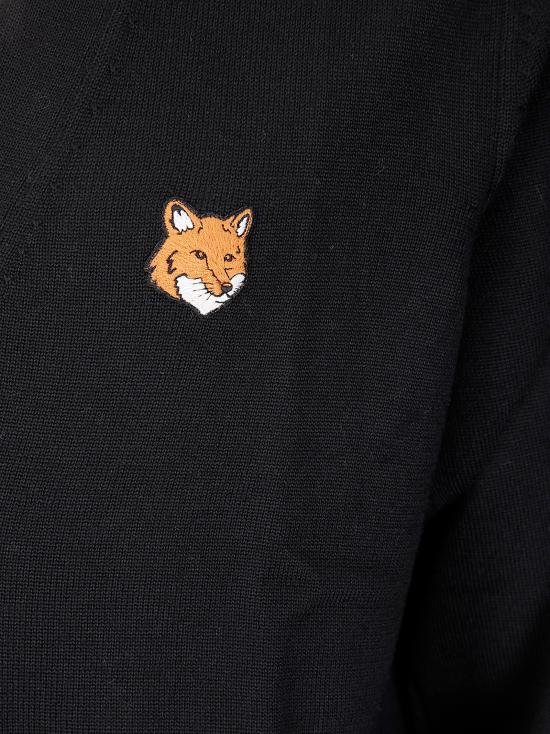 25FW 메종키츠네 폭스 헤드 메리노 레귤러 가디건 PM00501KT1181 P199 BLACK - MAISON KITSUNE