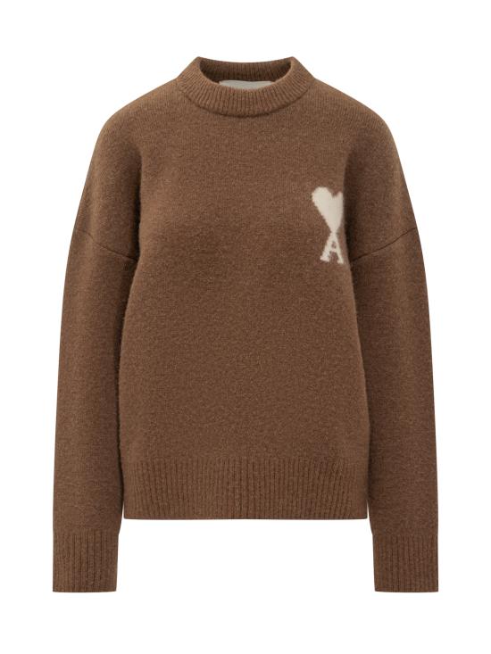 25FW 아미 ADC 크루넥 스웨터 UKS836KN0135 217 HAZELNUT OFF WHITE