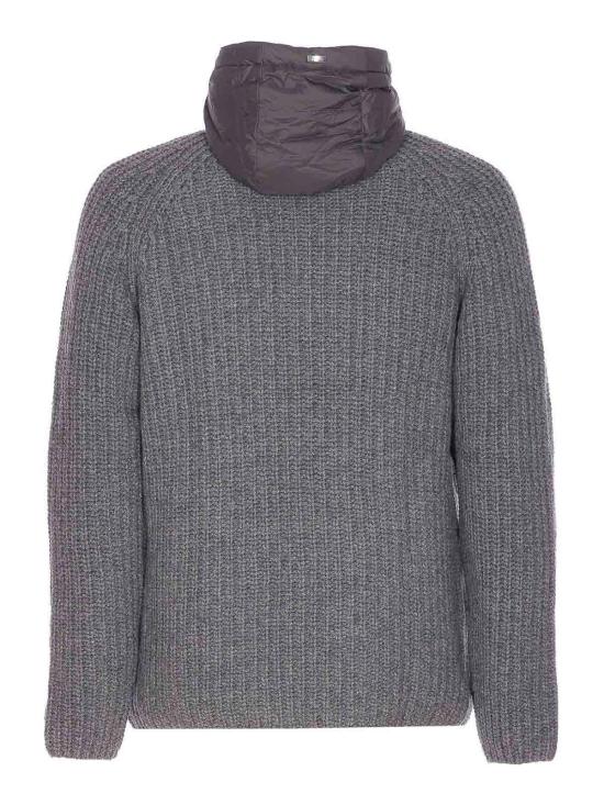  에르노 콘 스티치 울 가디건 MC000150U700169460 Grey - HERNO