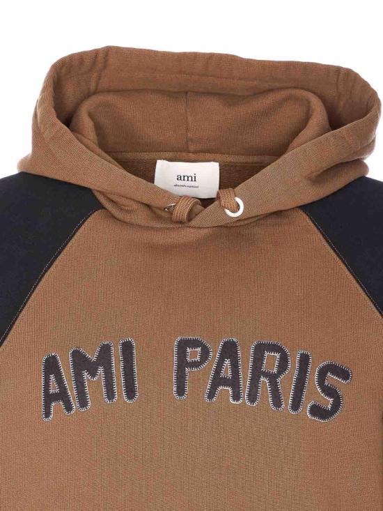 25FW 아미 ADC 로고 자수 레글런 후디 HSW7687472162 Brown - AMI