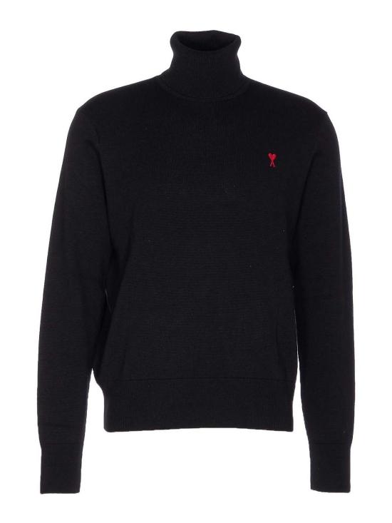  아미 스몰 하트 로고 메리노 울 니트 터틀넥 HKS827001009 Black