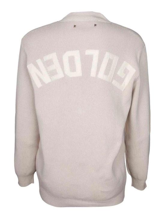 25FW 골든구스 Golden 레터링 가디건 GWP00950P00197255550 Beige - GOLDEN GOOSE