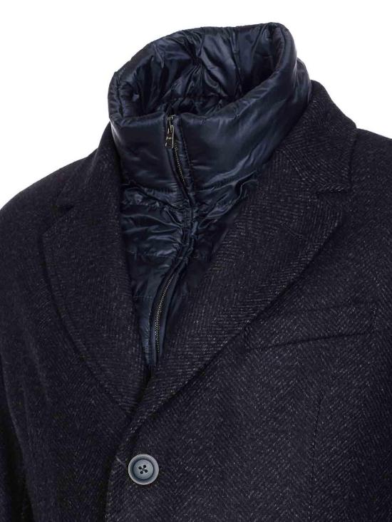 25FW 에르노 헤링본 싱글 브레스티드 코트 CA000216U33457R9200 Blue - HERNO