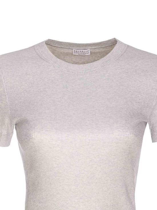 25FW 브루넬로 쿠치넬리 반팔 티셔츠 MP934EF800C001 Silver - BRUNELLO CUCINELLI