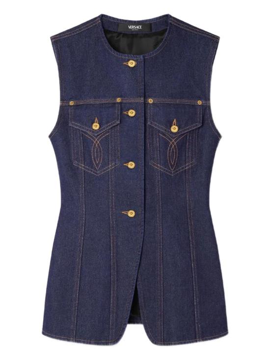 25FW 베르사체 민소매 티셔츠 10208801A15341 BLUE BLACK 1D920