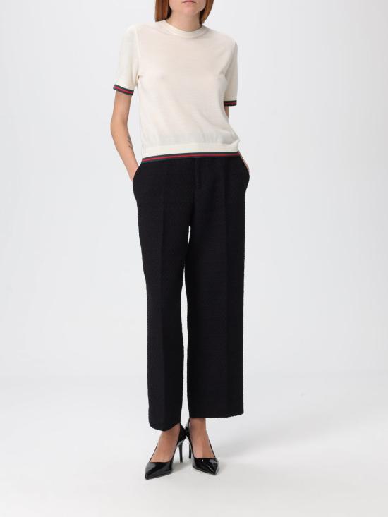 25FW 구찌 엑스트라 파인 캐시미어 실크 탑 820687XKELW 9066 White - GUCCI