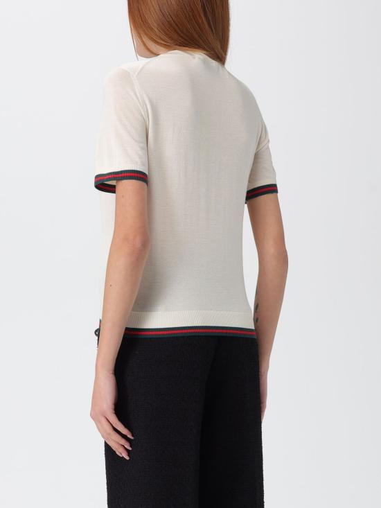 25FW 구찌 엑스트라 파인 캐시미어 실크 탑 820687XKELW 9066 White - GUCCI