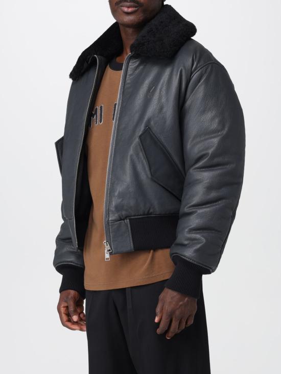 25FW 아미 가죽 자켓 HJK857LH0044 020 Grey - AMI