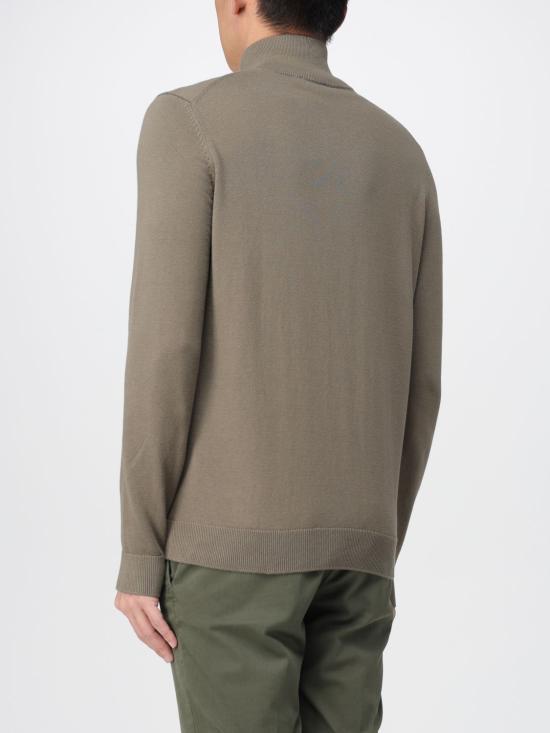 25FW 휴고보스 레드 로고 라벨 코튼 지퍼넥 스웨터 50474164 032 Green - HUGO BOSS