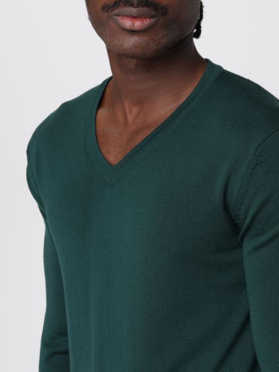 25FW 휴고보스 V넥 메리노 울 스웨터 50474172 385 Green - HUGO BOSS