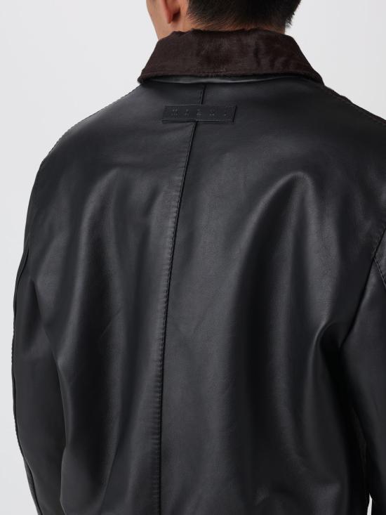 25FW 마르니 가죽 자켓 JUMY0189QUULV883 00N99 Black - MARNI