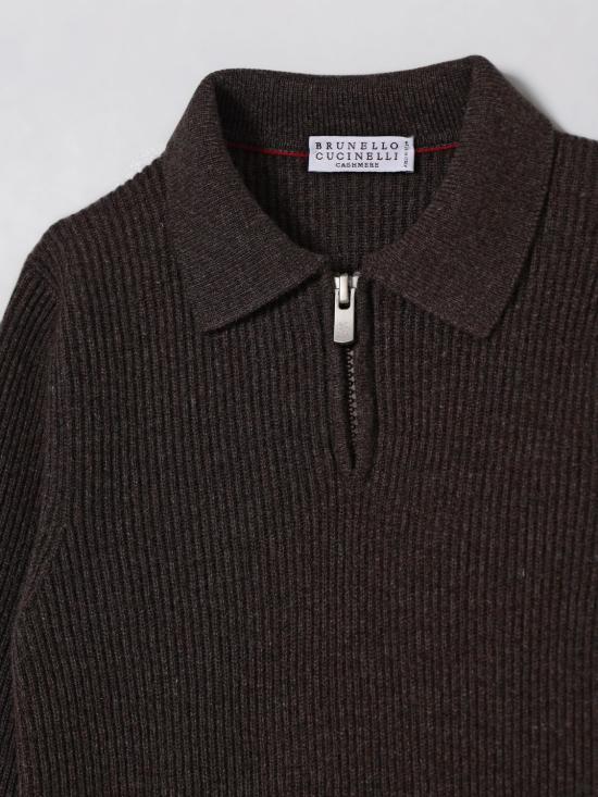 25FW [키즈] 브루넬로 쿠치넬리 폴로 셔츠 B22M11115 CU766 Brown - BRUNELLO CUCINELLI