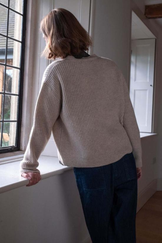  비비코 가디건 아미타 리브드 카디건 내추럴 - BIBICO