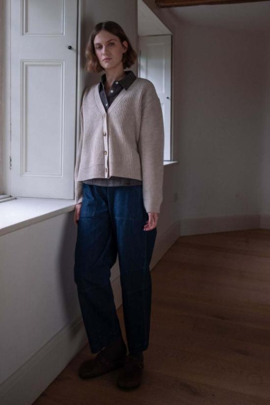  비비코 가디건 아미타 리브드 카디건 내추럴 - BIBICO