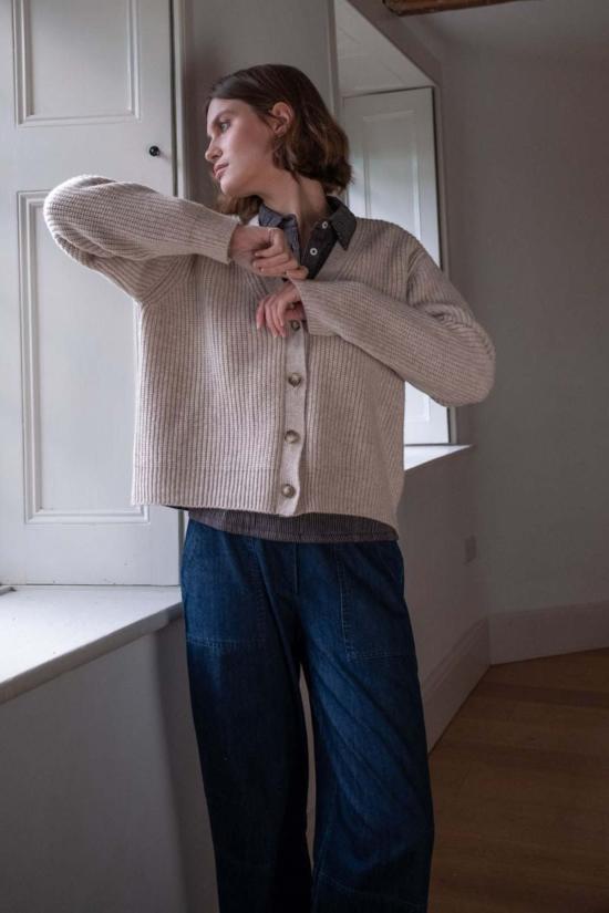  Bibico 가디건 비비코 아미타 리브드 카디건 내추럴