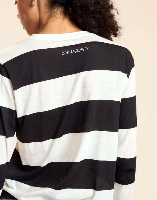  신시아 로리 긴팔 티셔츠 신시아 로울리 긴팔 에브리데이 티셔츠 블랙/화이트 - CYNTHIA ROWLEY