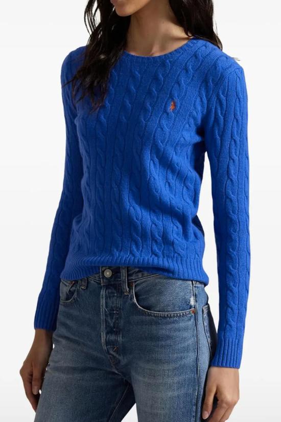 25FW 폴로 랄프로렌 폴로 자수 케이블 니트 스웨터 211971865006 BLUE - POLO RALPH LAUREN