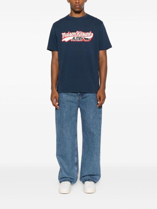 25FW 오트리 X 메종키츠네 반팔 티셔츠 TSPX MK2BKITSUNEBLUE Blue - AUTRY X MAISON KITSUNE