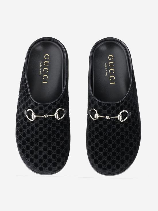 25FW 구찌 벨벳 홀스빗 뮬 837130FAEUF1000 BLACK DOM - GUCCI