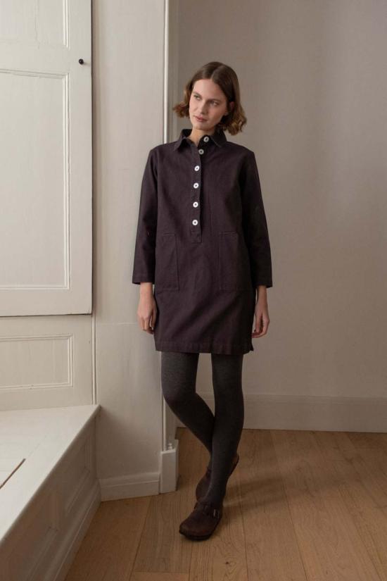  비비코 숏 원피스 타라 숏 코튼 트윌 드레스 그레이 - BIBICO