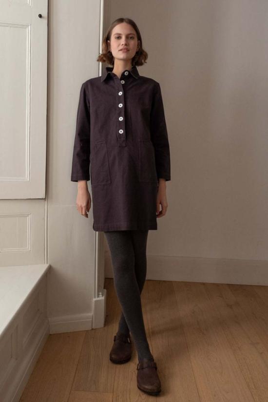  비비코 숏 원피스 타라 숏 코튼 트윌 드레스 그레이