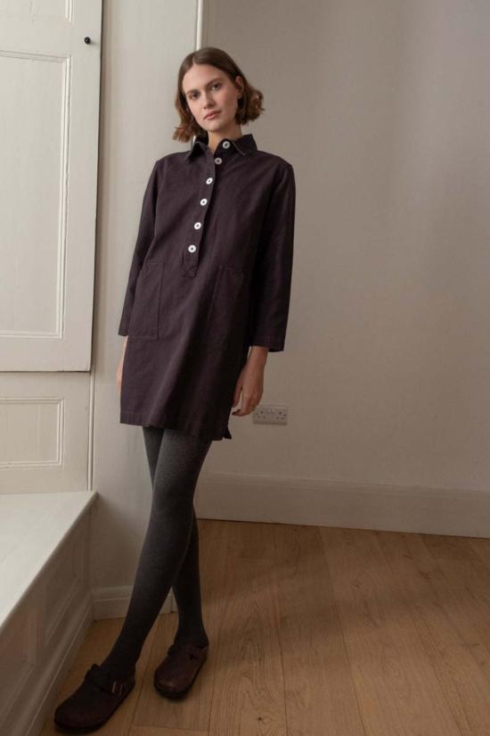  비비코 숏 원피스 타라 숏 코튼 트윌 드레스 그레이 - BIBICO