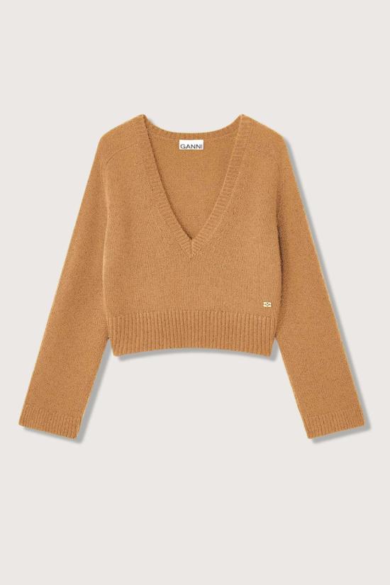  가니 스웨터 딥 V넥  타이거 아이