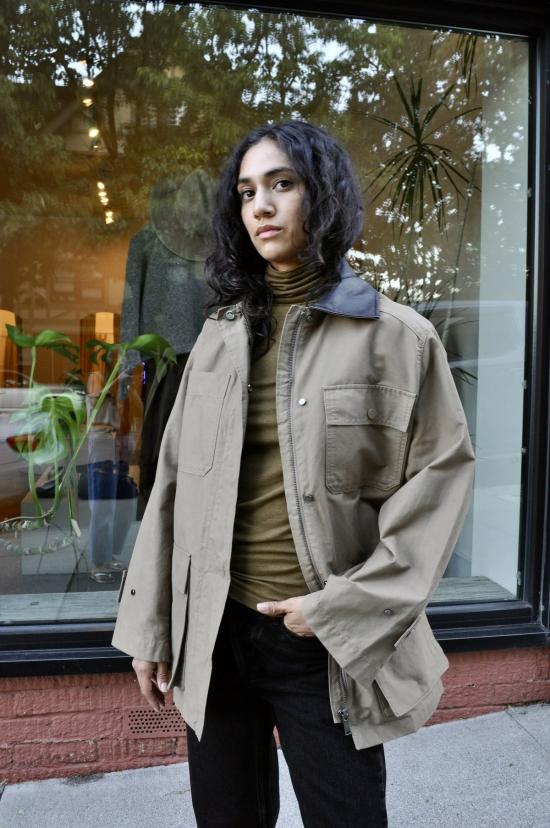  미정박 자켓 미정 박 콘트라스트 칼라 워크 재킷