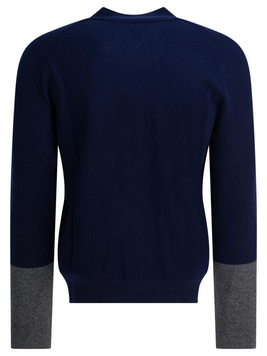 25FW 꼼데가르송 파인 니트 버튼업 가디건 FZ N109 PER2 NAVY TOP GREY Blue - COMME DES GARCONS