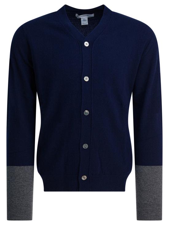 25FW 꼼데가르송 파인 니트 버튼업 가디건  FZ N109 PER2 NAVY TOP GREY Blue