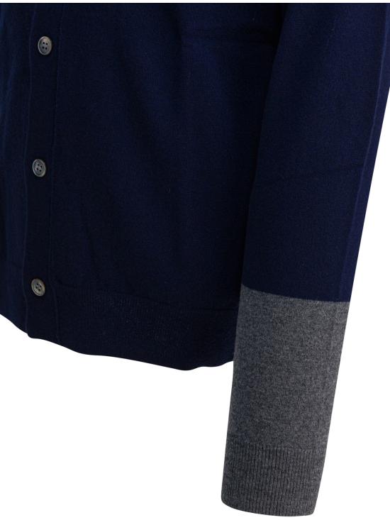 25FW 꼼데가르송 파인 니트 버튼업 가디건 FZ N109 PER2 NAVY TOP GREY Blue - COMME DES GARCONS