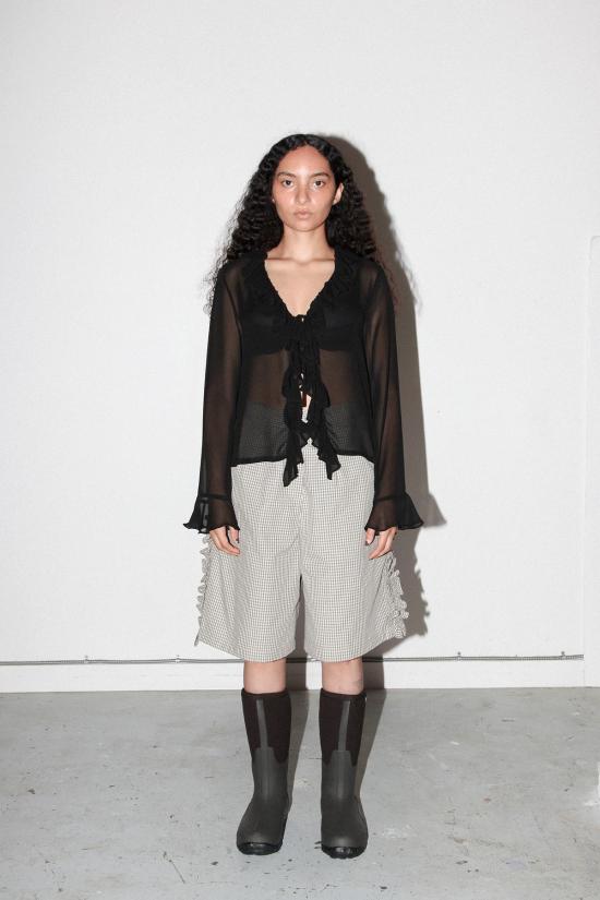  케이코 블라우스 KK Co 코일 실크 탑 오닉스 - KKCO