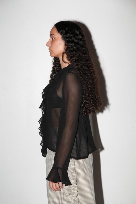  케이코 블라우스 KK Co 코일 실크 탑 오닉스 - KKCO