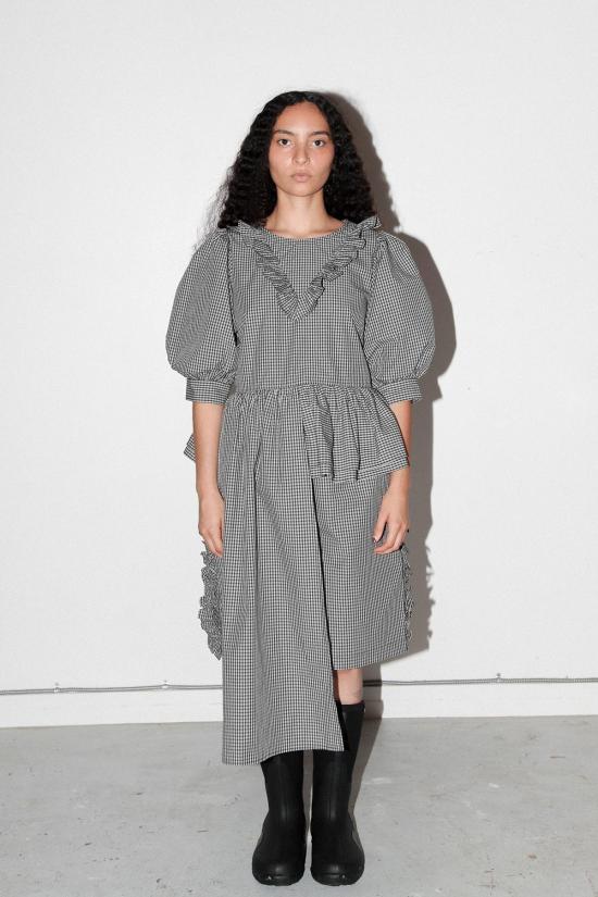  케이코 블라우스 KK Co 캐스케이드 탑 블랙 플레드 - KKCO