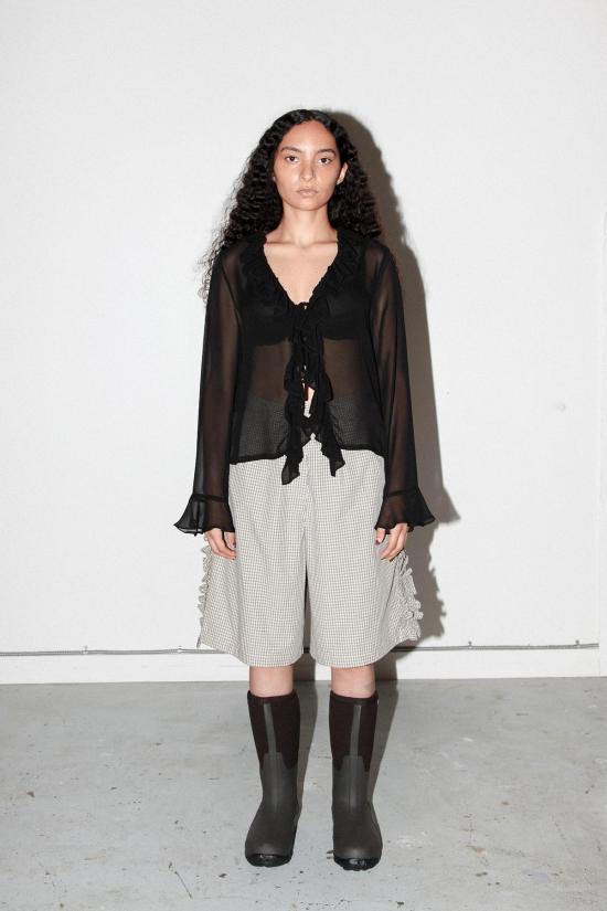  케이코 숏팬츠 KK Co 러플 스코리아 숏 크림 플레드