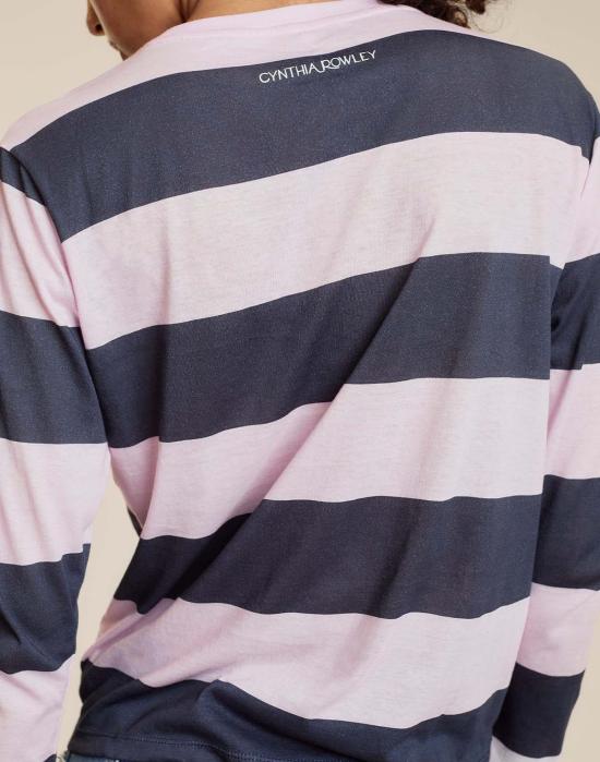 신시아 로리 긴팔 티셔츠 신시아 로울리 긴팔 에브리데이 티셔츠 핑크/네이비 - CYNTHIA ROWLEY